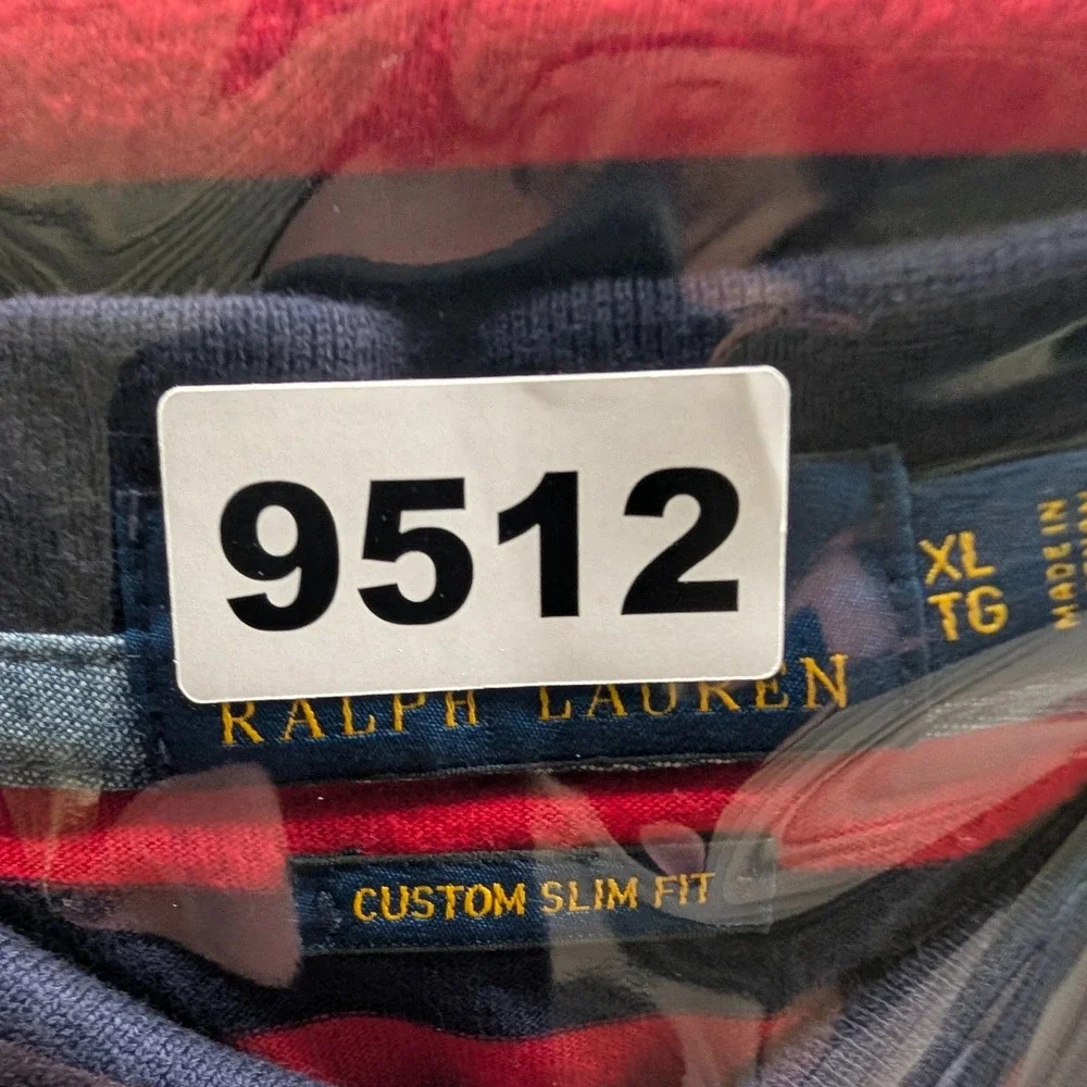 Polo Ralph Lauren‎ Shirt Mens XL Red Blue Stripe Chambray Custom Slim Fit Pony